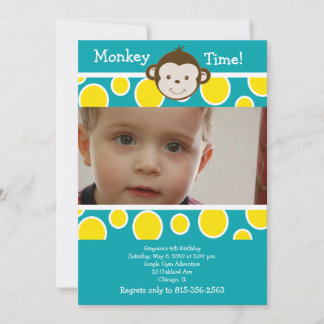 CUTE Mod MONKEY *PHOTO* Invitation d'anniversaire