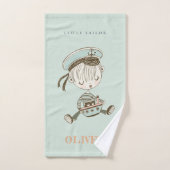 Cute Modern Aqua Blue Boys Little Sailor Nautical (Serviette à main)