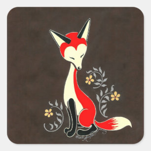 Cute Modern Artsy Fox Painting Vierkante Sticker