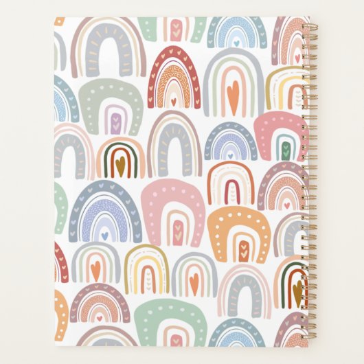 Cute Modern Assorted Pastel Rainbow Teacher Planner (Achterkant)