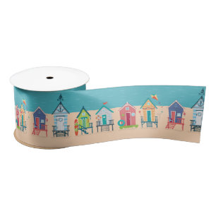 Cute Modern Beach Huts Summer Holiday Art Lint
