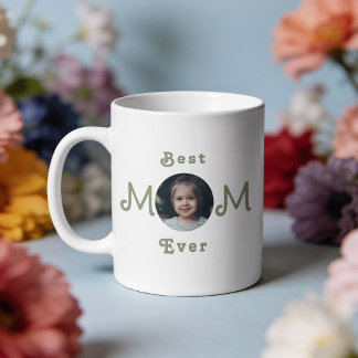 Cute Modern Best Mom Ever 2 Photo Mug Koffiemok