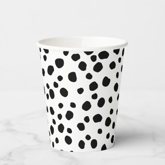 Cute Modern Black en White Dalmatian Spot Pattern Papieren Bekers (Links)