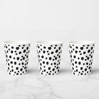 Cute Modern Black en White Dalmatian Spot Pattern Papieren Bekers