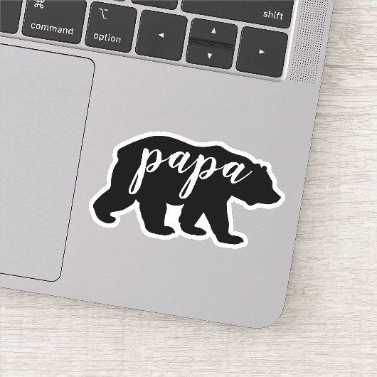 Cute Modern Black & White Papa Beer Sticker (Detail)