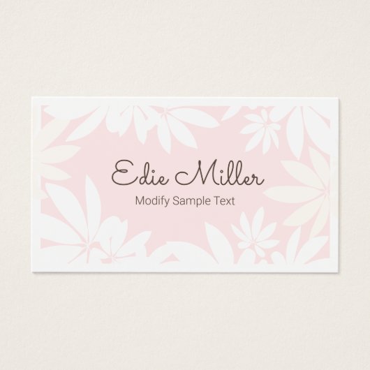 Cute Modern Bleek Roze Floral Script Font Visitekaartje (Voorkant)