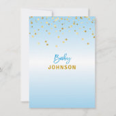 Cute Modern Blue Confetti BOY Baby shower Kaart (Achterkant)