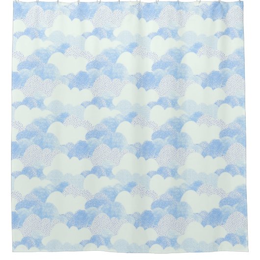 Cute Modern Blue Rain Clouds Pattern Douchegordijn (Voorkant)