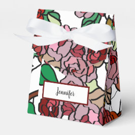 Cute Modern Bright Red Flowers Bedankdoosjes