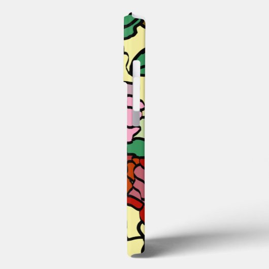 Cute Modern Bright Red Flowers Yellow Case-Mate iPhone Case (Achterkant / Links)