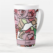 Cute Modern Bright Red Roze Flowers Latte Mok (Rechterhoek)