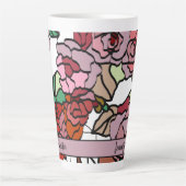 Cute Modern Bright Red Roze Flowers Latte Mok (Voorkant)