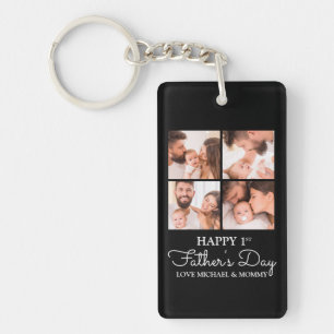 Cute Modern Collage Happy First Fathers Day Sleutelhanger
