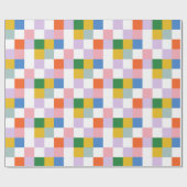 Cute Modern Colorful Big Checkered Pattern Cadeaupapier (Vlak)