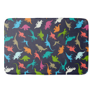 Cute Modern Colorful Fun Dinosaur Kinder Pattern Badmat