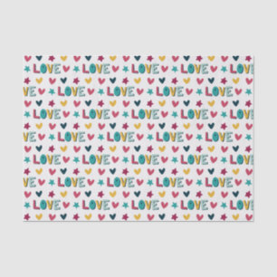 Cute Modern Colorful Love and Hearts Pattern Tissuepapier