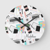 Cute Modern Custom Desktop Pattern Ronde Klok (Voorkant)
