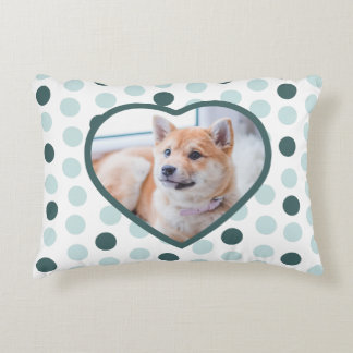 Cute Modern Custom Pet Photo Dog Heart Green Mint Accent Kussen