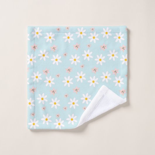 Cute Modern Daisy Fleur de lys Rustique transparen (Gant de toilette)