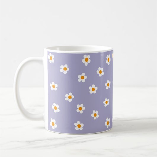 Cute Modern Daisy Pattern Paars Koffiemok (Links)