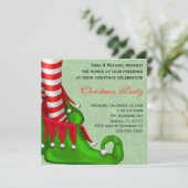 Cute Modern Elf Shoe Kerstparty Uitnodiging (Staand voorkant)