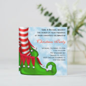 Cute Modern Elf Shoe Kerstparty Uitnodiging (Staand voorkant)
