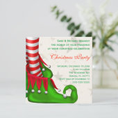 Cute Modern Elf Shoe Kerstparty Uitnodiging (Staand voorkant)