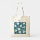 Cute Modern Feminine Personalized Floral Tote Bag (Dos)