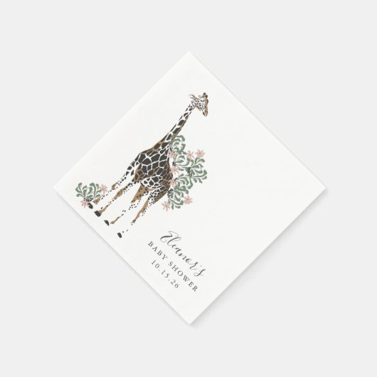 Cute Modern Floral Giraffe Simple Baby shower Servet (Hoek)