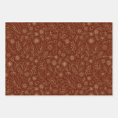 Cute Modern Floral Pattern Brown Line Art Inpakpapier Vel (Voorkant 2)