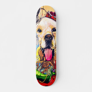 Cute Modern Golden Retriever Street Art Skateboard