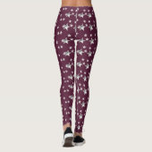 Cute Modern Gray en Burgundy Stylish Stars Leggings (Achterkant)