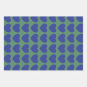 Cute Modern Green and Blue Heart Pattern Inpakpapier Vel (Voorkant 3)