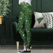 Cute Modern Green Glitter Sparkles Pattern Gift Leggings