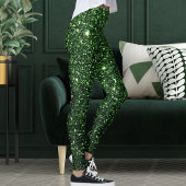 Cute Modern Green Glitter Sparkles Pattern Gift Leggings