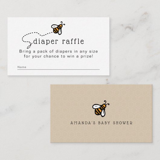 Cute Modern Honey Bee Diaper Raffle Informatiekaartje (Voorkant / Achterkant)