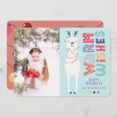 Cute Modern Kerstmis Llama String Lights Feestdagenkaart (Voorkant / Achterkant)