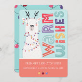 Cute Modern Kerstmis Llama String Lights Feestdagenkaart (Voorkant / Achterkant)
