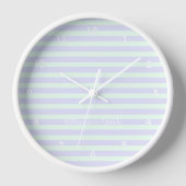 Cute Modern Lavender & Mint Green Striped Clock (Voorkant)
