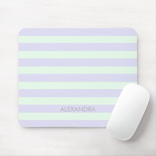 Cute Modern Lavender & Mint Green Striped Muismat (Met muis)