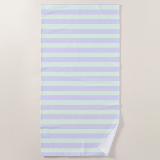 Cute Modern Lavender & Mint Green Striped Strandlaken (Voorkant)