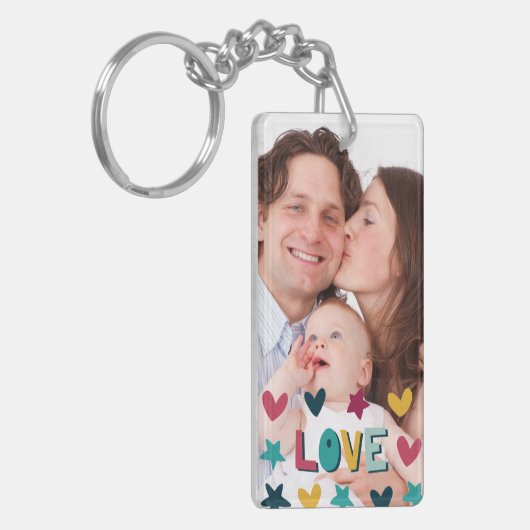 Cute Modern Love and Hearts Custom Photo Sleutelhanger (Voorkant Links)