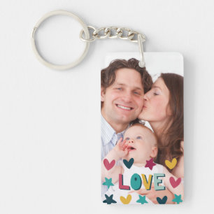 Cute Modern Love and Hearts Custom Photo Sleutelhanger