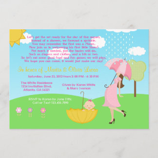Cute Modern Ma en Baby Girl Baby Sprinkle Kaart