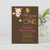 Cute Modern Monkey 1er anniversaire Invitations (Debout devant)