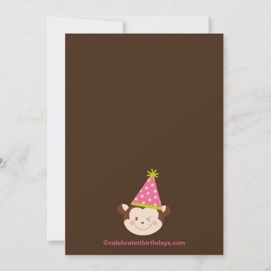 Cute Modern Monkey 1er anniversaire Invitations (Dos)