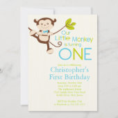 Cute Modern Monkey 1er anniversaire Invitations (Devant)
