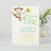 Cute Modern Monkey 1er anniversaire Invitations (Debout devant)