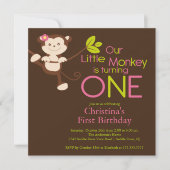Cute Modern Monkey 1er anniversaire Invitations (Devant)