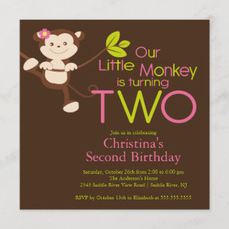 Cute Modern Monkey 2e verjaardag Kaart
